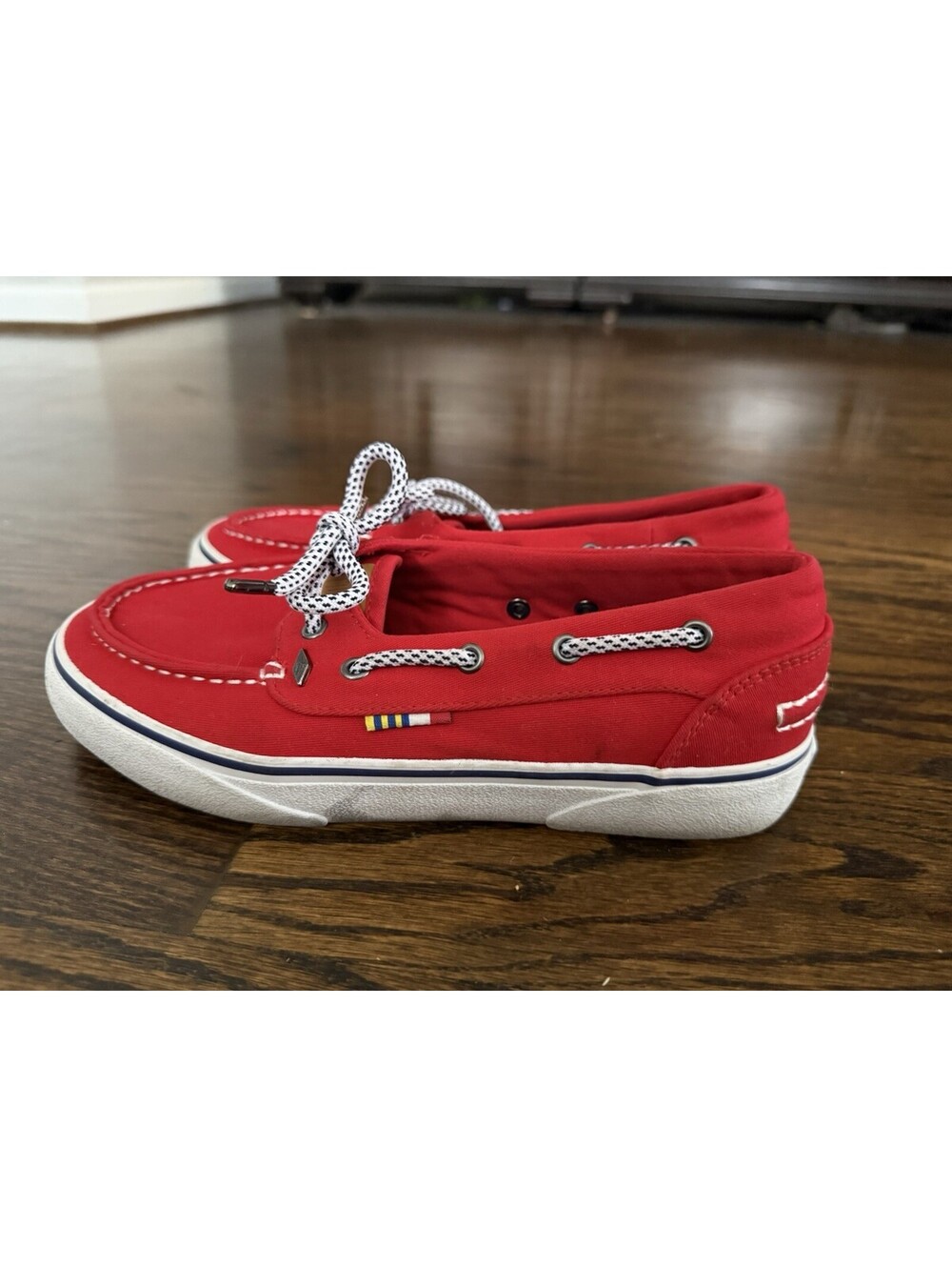 Guy Harvey Womens 7.5 Red Canvas Boat Shoes Deck Loafers GHWMISSIT-6231 - Picture 3 of 10